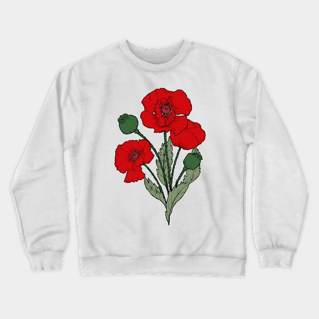 Drawing of a poppy Crewneck Sweatshirt by senkova